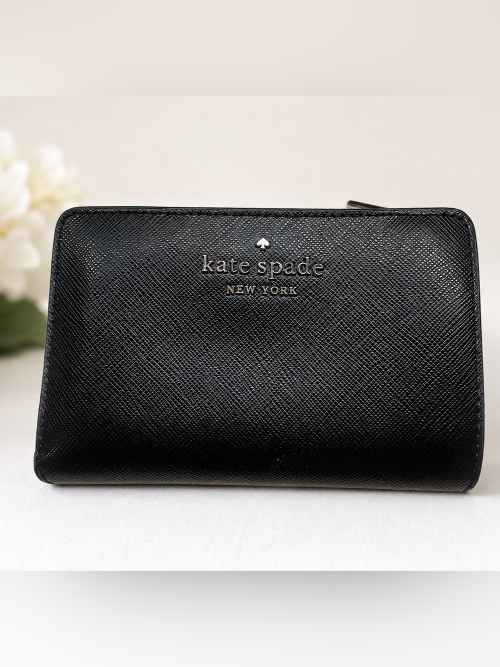 Kate Spade Black Textured Black Saffiano Leather Wallet Organizer